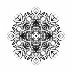 Line Guide for Coloring Book Pages. Oriental Mandala Vector. (English) Simple Mandala Coloring book line (English) Vector art illustration. Abstract vector mandala pattern, round frame