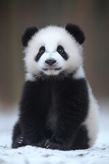 Obraz premium Adorable Baby Panda Sitting in the Snow