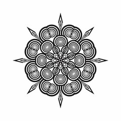 Line Guide for Coloring Book Pages. Oriental Mandala Vector. (English) Simple Mandala Coloring book line (English) Vector art illustration. Abstract vector mandala pattern, round frame