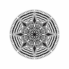 Line Guide for Coloring Book Pages. Oriental Mandala Vector. (English) Simple Mandala Coloring book line (English) Vector art illustration. Abstract vector mandala pattern, round frame