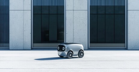 Fototapeta na wymiar Autonomous Delivery Robot in Modern City Setting