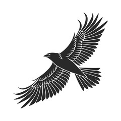 Naklejka premium black and white vector of a raven in flight perfect for tattoo