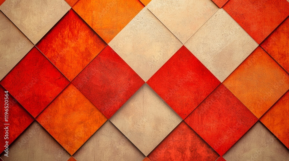 Poster rich hues of bold orange and soft beige intertwine in a captivating diamond pattern, enhancing the a