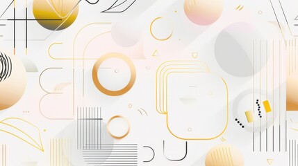 Obraz premium Exquisite Abstract Geometric Seamless Pattern: Gold - lined on White, Ideal for Light - modern Wallpaper with Tile Backdrop