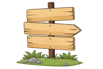 A wooden post with three blank directional arrow signs