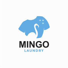 flamingo Laundry simple logo in negative space