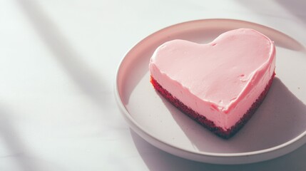 Heart shaped cake with pink frosting for valentine's day celebration