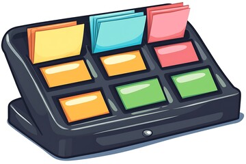 Colorful Sticky Note Organizer:  Nine-Compartment Desktop Station
