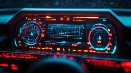 Obraz premium futuristic car hud interface dashboard - futuristic technology