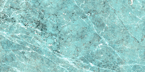 Greenish cyan-colored marble texture background, natural stone design for ceramic tiles, aqua and grey colors with black cracks, designed for interior and exterior floor tiles