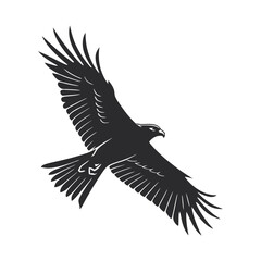 Obraz premium black and white vector of a raven in flight perfect for tattoo