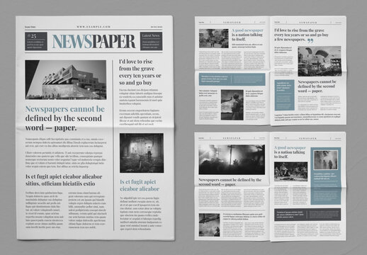 Classic Newspaper Layout with Blue Accents