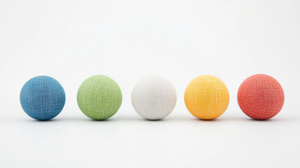 Colorful Cotton Balls in a Row: Five vibrant cotton ball lights, each a different pastel color—teal, green, white, yellow, and coral—arranged in a neat row against a clean backdrop.