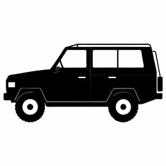 SUV black silhouette vector illustration and white background