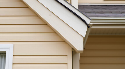 Obraz premium Cream-Colored House Exterior with Vinyl Siding and White Trim