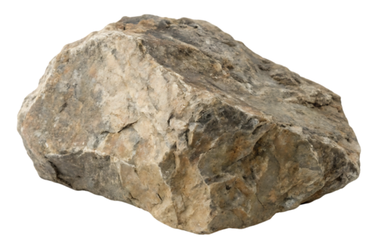 Large rock with a brown and gray color. Isolated, on transparent background. PNG