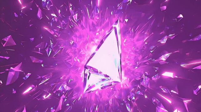 Crystal triangle energy burst, abstract background, digital art, website banner