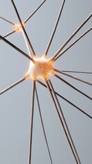 A close-up image of a glowing neuron structure, showcasing intricate connections and illuminated pathways.