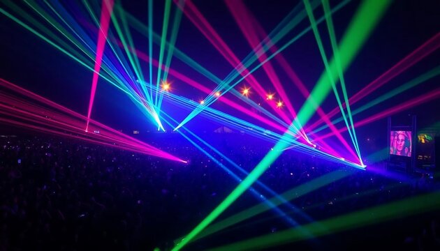 Vibrant Laser Show at Night Concert