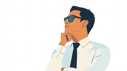Contemplative Businessman: A portrait of a thoughtful professional in modern office attire, pondering future visions and strategic decisions.
