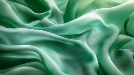 Fototapeta premium Detailed shot of emerald cotton fabric with smooth texture and soft, vibrant hues of green
