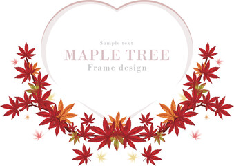 Obraz premium 紅葉のフレームシリーズ-01｜紅葉の木のリアルなベクターイラスト｜秋の景色