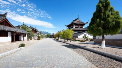 Cobblestone Street in Ancient Chinese Town