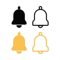  bell icon set. Notification bell icon. Alarm symbol. Incoming inbox message. New message notofication icons collection.