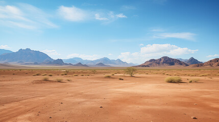 A desert with mountains in the background