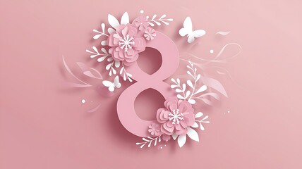 Elegant Pink International Women's Day Design with Flowers