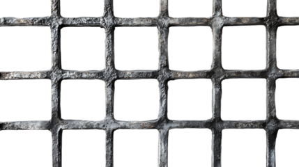 Iron cage structure with square openings and textured surface showcasing a minimalist design