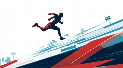 Dynamic Athlete in Motion: Abstract Illustration of a Runner at a Track and Field Event