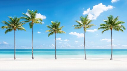 Fototapeta premium Tropical Beach Scene with Palm Trees