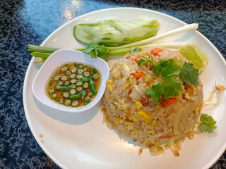 Generous pieces of fresh crab meat are artfully scattered throughout the dish. 