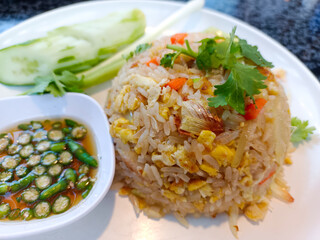 Generous pieces of fresh crab meat are artfully scattered throughout the dish. 