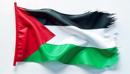 Fototapeta premium Palestine flag with colors and dynamic waves symbolizing the unity and strength of the Palestinian people
