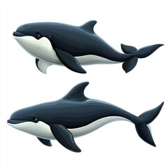 Obraz premium Two Elegant Dolphins Swimming in the Ocean: A Captivating Underwater Scene of Marine Wildlife