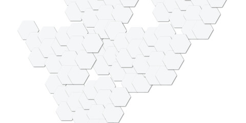 Geometric technology white hexagon background. Abstract vector illustration Science technology and medical concept hexagon on transparent background.
