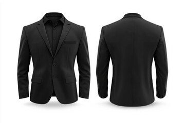 Men black suit Isolated blank front and back