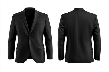 Men black suit Isolated blank front and back