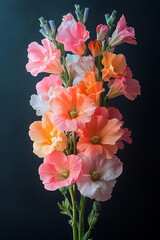 Fototapeta premium A Bouquet of Delicate Pink and Orange Hollyhocks