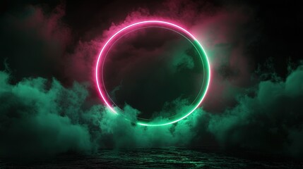 Neon Circle in Smoke