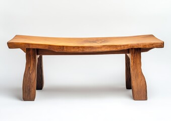 Rustic wooden bench isolated on white.