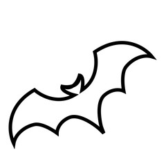 Minimalist bat icon in black outline design.Mystery. Night. Flight. Symbol of transformation and intuition. Halloween design, gothic theme, spooky graphics, branding element