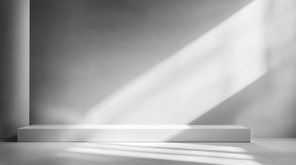 Minimalist White Platform, Sunlit Room
