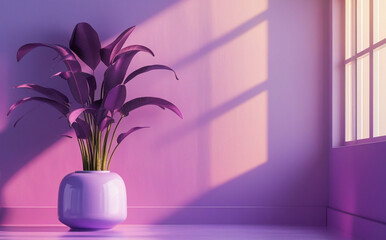 stock photo features a minimalist, generative concept with palm leaves casting shadows on a blue wall and pastel floor, creating a summer tropical beach background in an empty room ideal for product