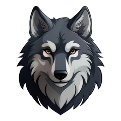 Fototapeta premium Wolf head illustration on a white isolated background.