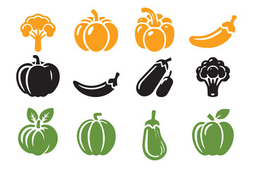 Vegetable Logo Icon Pack Bundle silhouette Illustration