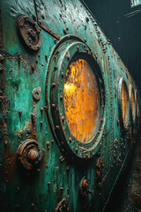 Rusted Metallic Structure With Glowing Windows