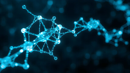 Futuristic blue-hued nanotech concept with glowing lattice-like structures, symbolizing biotechnology advances and singularity.